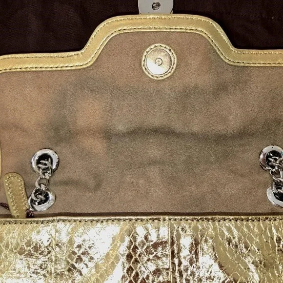 Rafe New York Gold Embossed Faux Snakeskin Chain handle $375